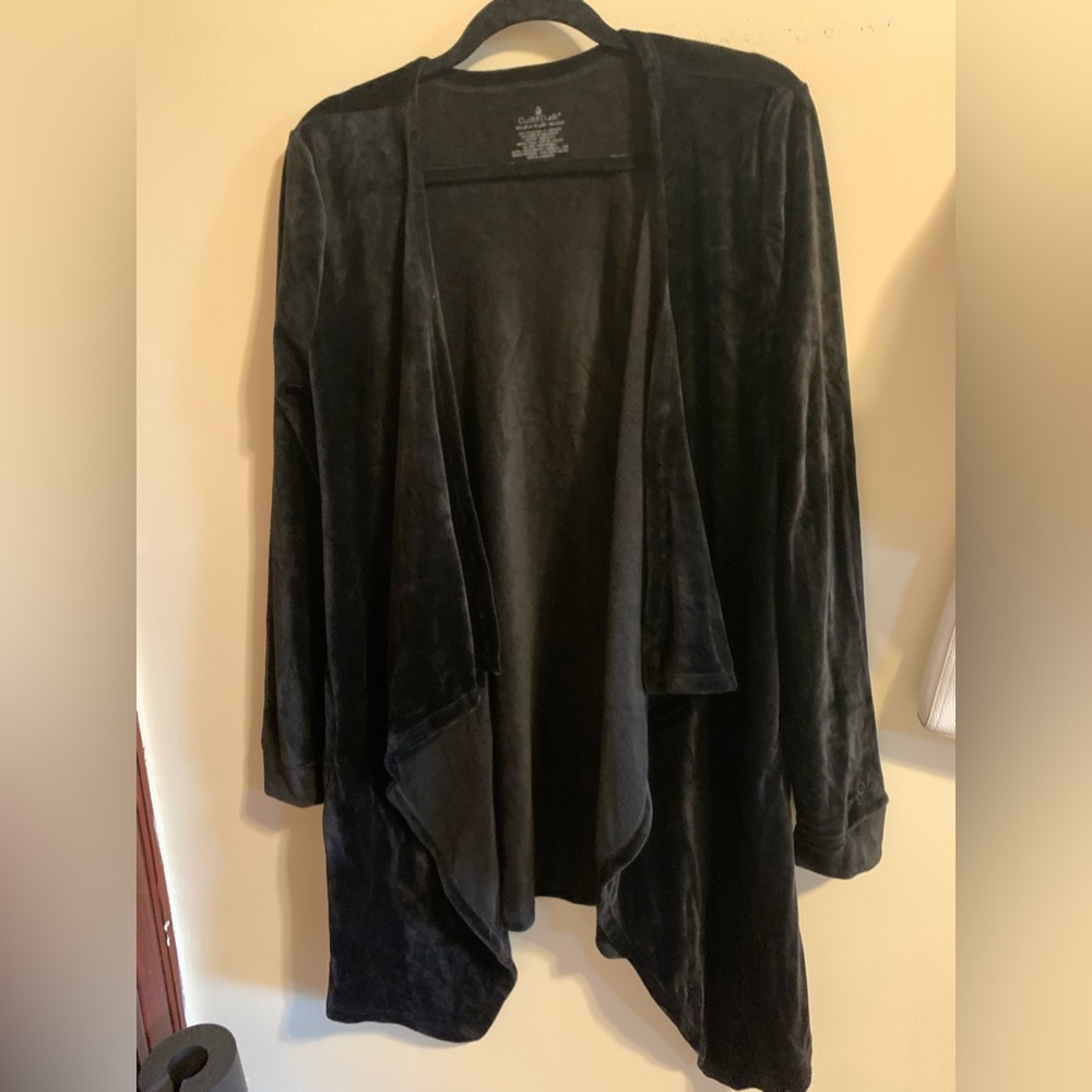 Cuddl Duds Black Plush Soft Cardigan